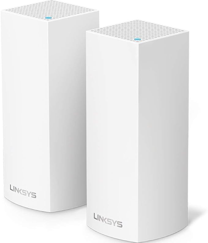 Refurbished 2 Pack: Linksys Velop Mesh Home WiFi System, 4,000 Sq. ft Coverage, 40+ Devices, Speeds up to (AC2200) 2.2Gbps - WHW0302