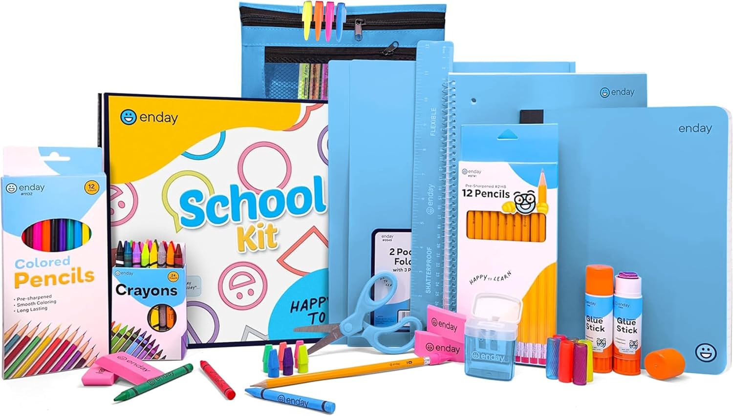 Enday Back to School Supplies Kit – School Supply Box for Grades K-5