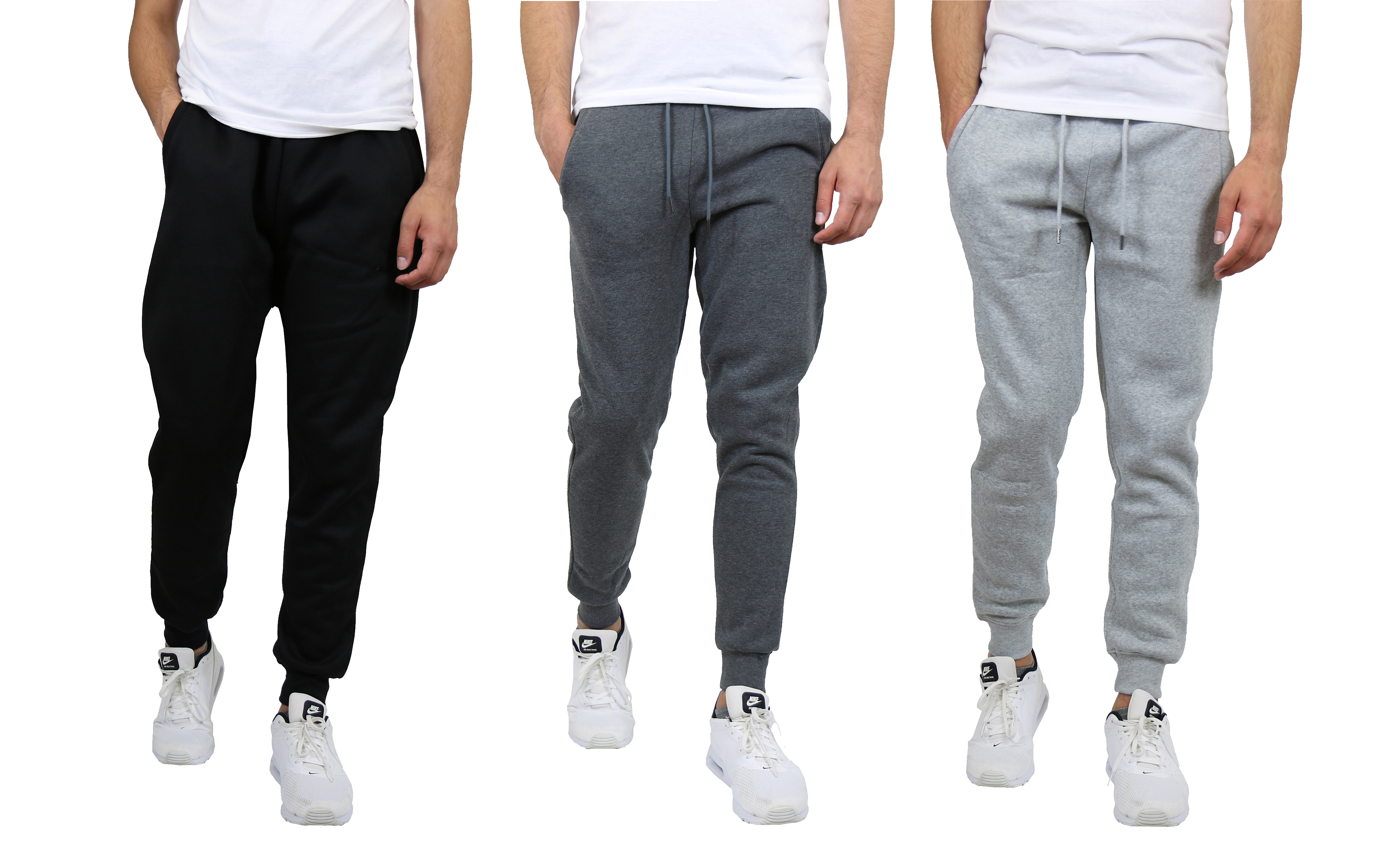 3-Pack: Mens Slim Fit Fleece Jogger Sweatpants (S-2XL)