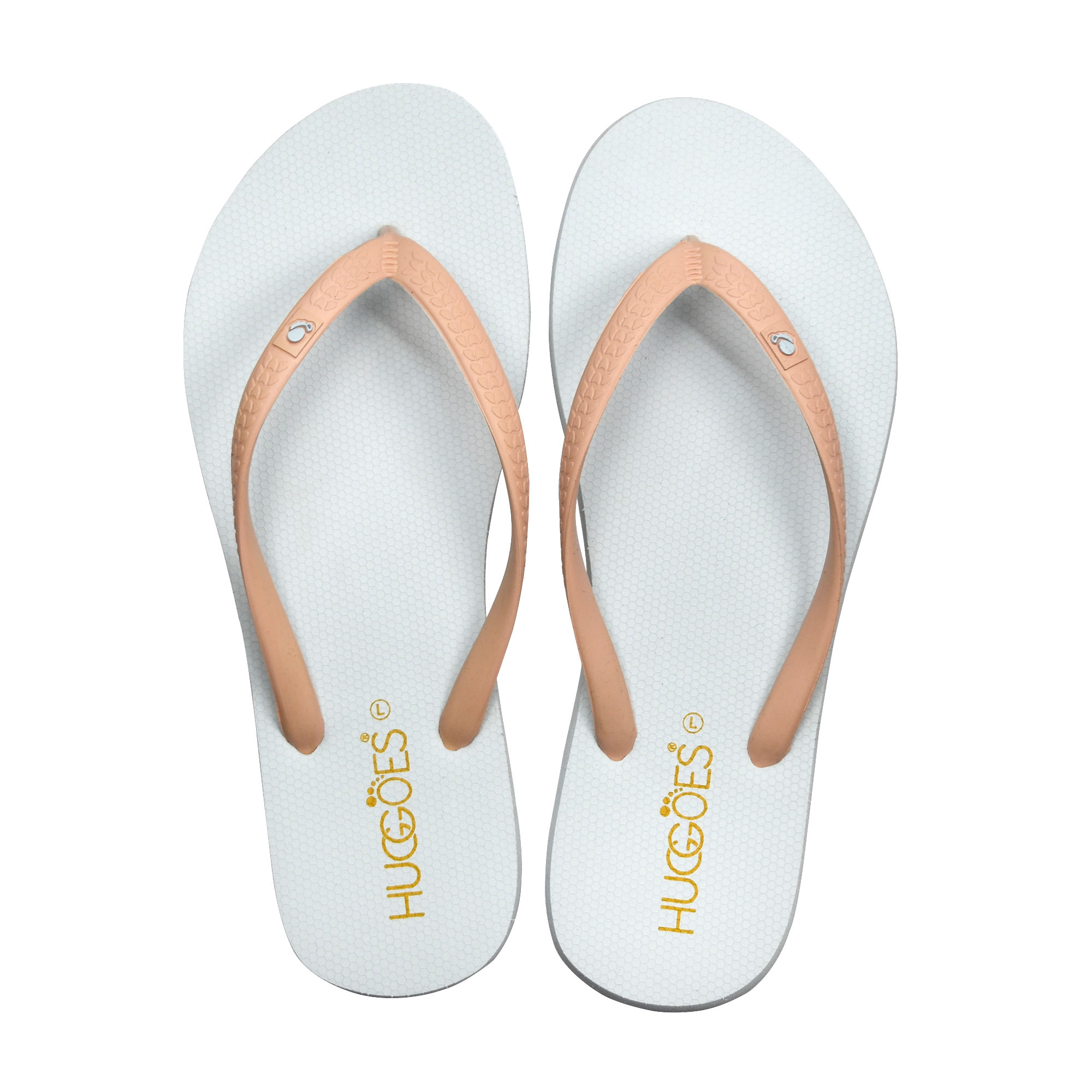 HUGGOES - Smoky Women's Natural Rubber Summer Flip-Flops - White/Turquoise