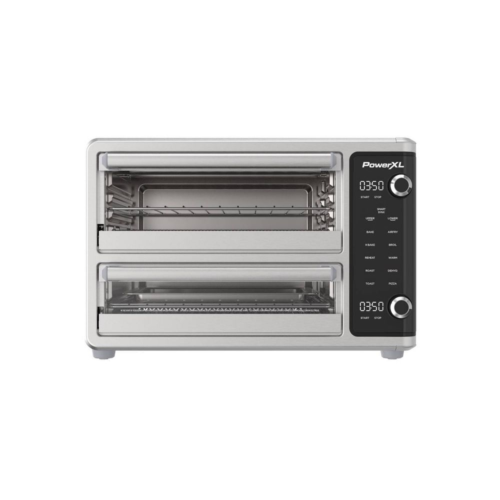 PowerXL SmartSynx 1700W Dual Door Toaster Oven and Air Fryer: Stainless Ste
