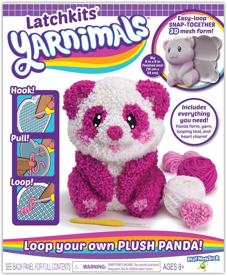 PlayMonster Yarnimals — Panda — Loop Your Own Panda — Craft Kit — Make Your Own Animal Toy — Ages 8+