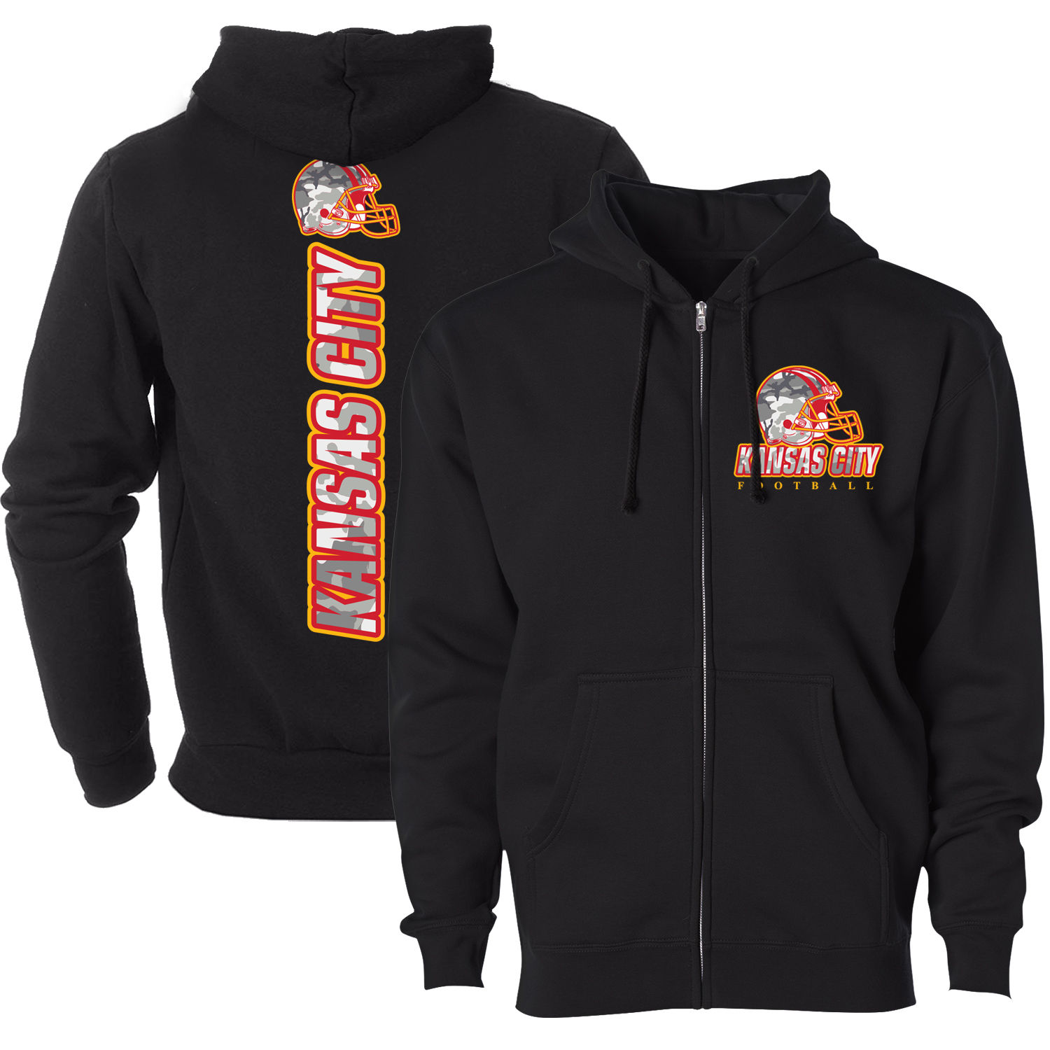 Women Army Camo Football Zip Up Hoodie