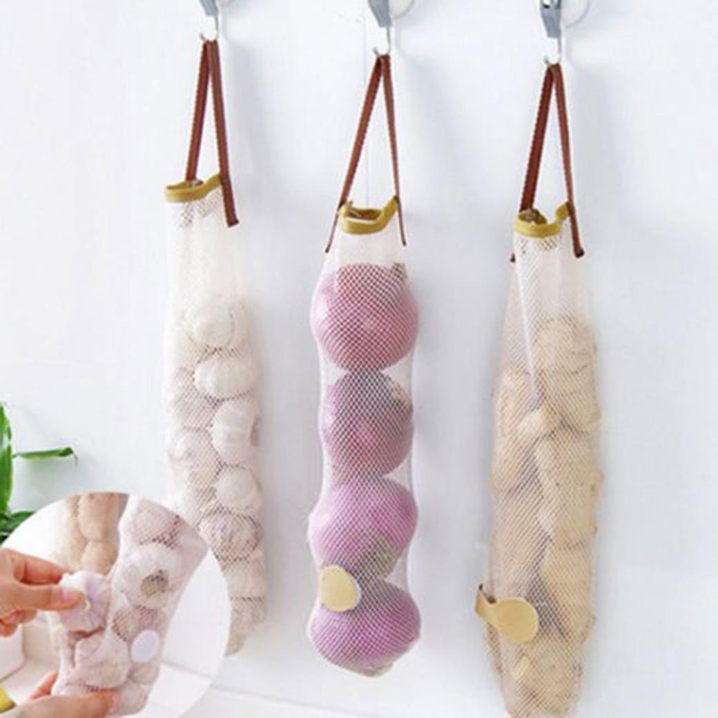 3pcs Furnishing Hollow Breathable Hanging Storage Bag Garlic Onion 3pcs Furnishing Hollow Breathable Hanging Storage Bag Garlic Onion