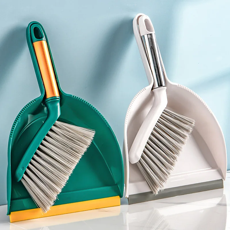 Desktop Mini Broom Dustpan Set With Handle Thick Brush Sweep For Home Hair Keyboard Pet Hair Cleaning Tool