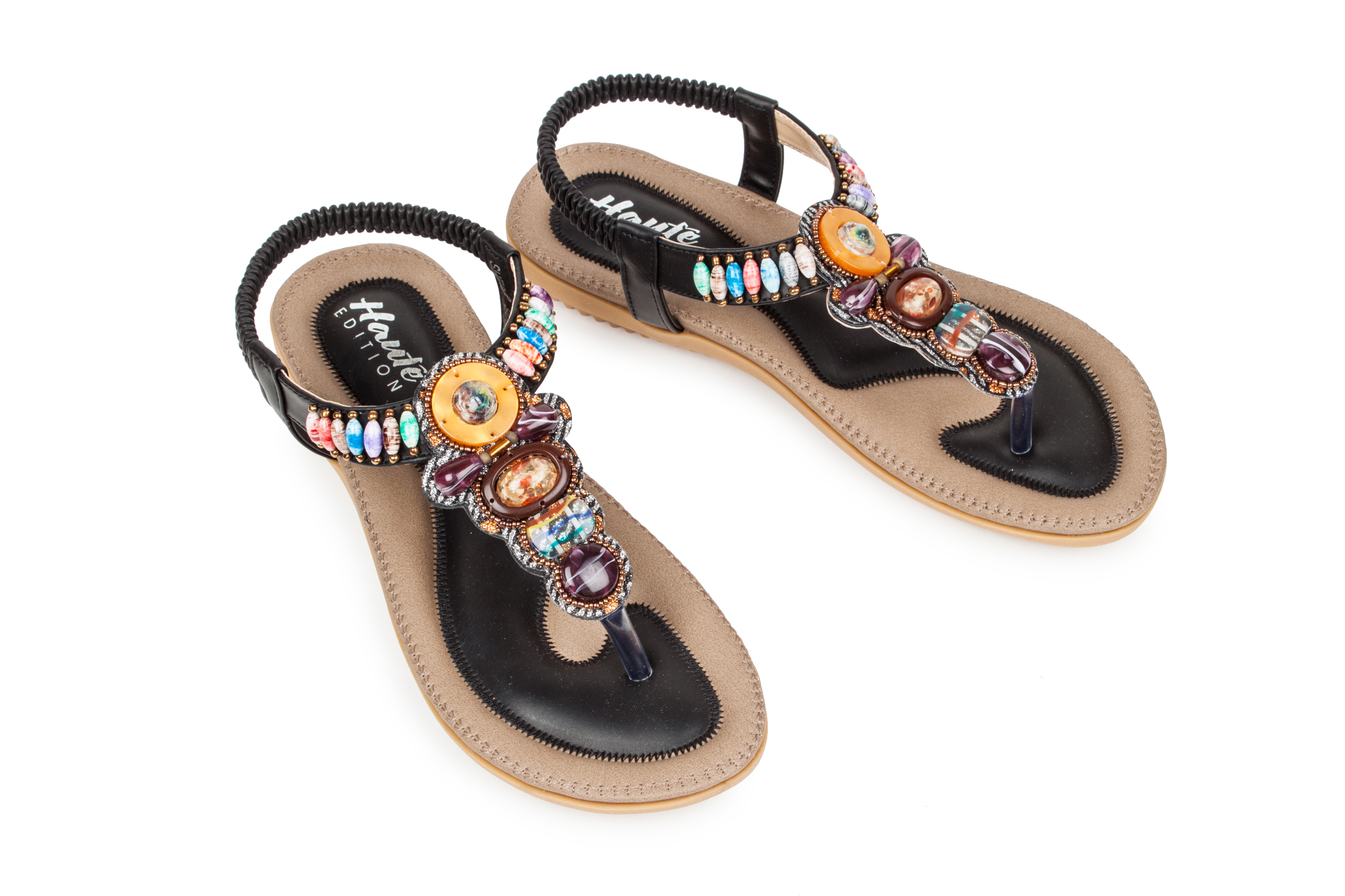 Haute Edition Summer Bohemian Beaded Comfort Sandals