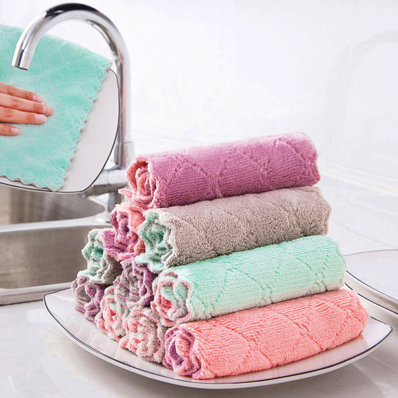 12-Pack or 24-Pack Microfiber Dish Cloths Multi Purpose Dishwashing Towels For Tableware Double Sided Cleaning Rags Kitchen Accessories 10x 6 inch
