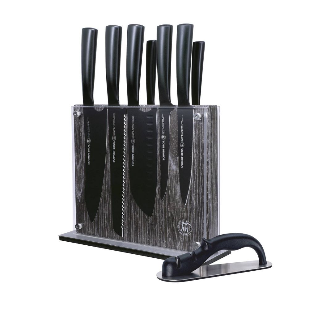 Schmidt Brothers Cutlery 9pc Jet Black Series Knife Block Set: Stainless St