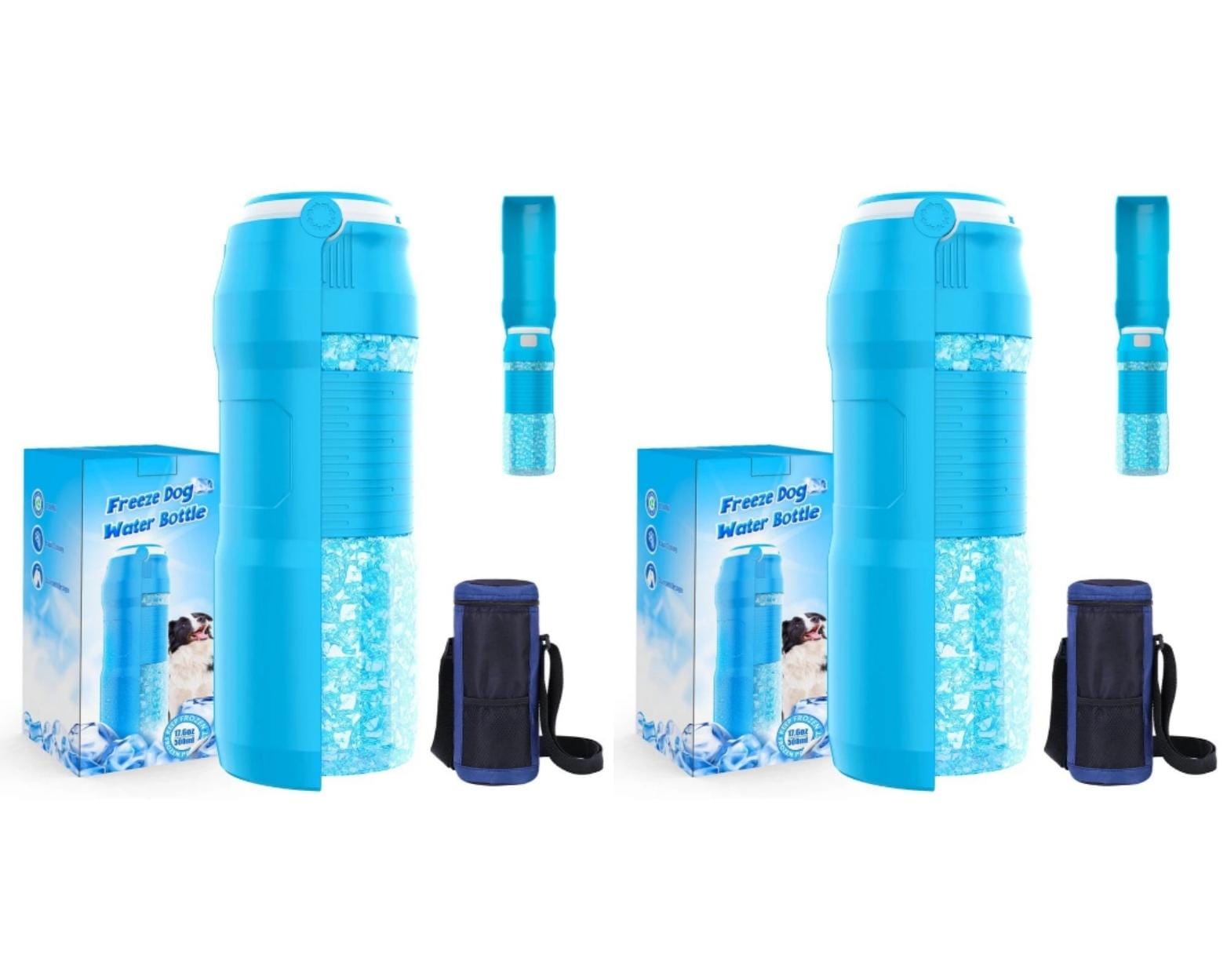 2 Pack Portable Pet Water Bottle Dispenser Dog Cat Travel Drinking Feeder Tray Bowl With Carrying Pouch