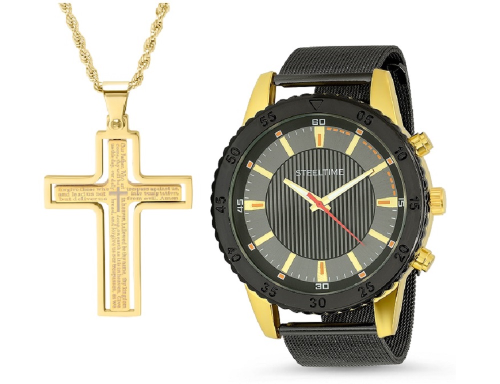Pendant & Watch Set W/ Rotating Cross Pendant