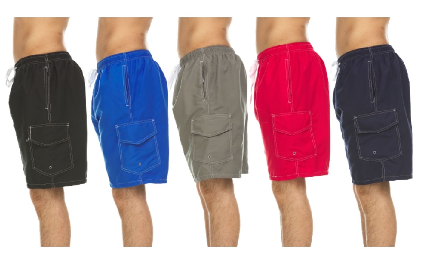 Men's Solid Quick Dry Swim Shorts with Cargo Pocket
