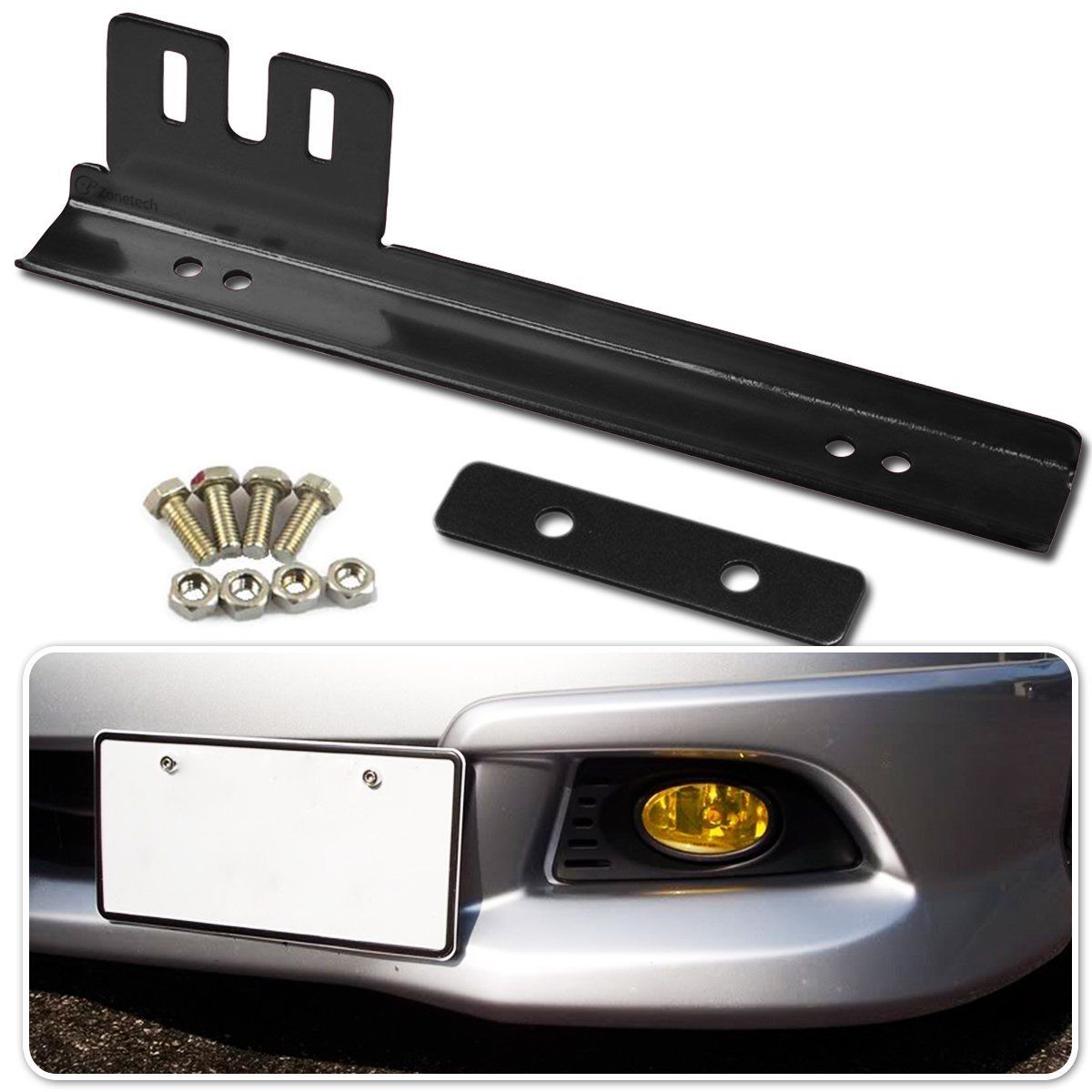 Zone Tech Brush Aluminum Bumper Front License Plate Mount Relocater Br Zone Tech Brush Aluminum Bumper Front License Plate Mount Relocater Br