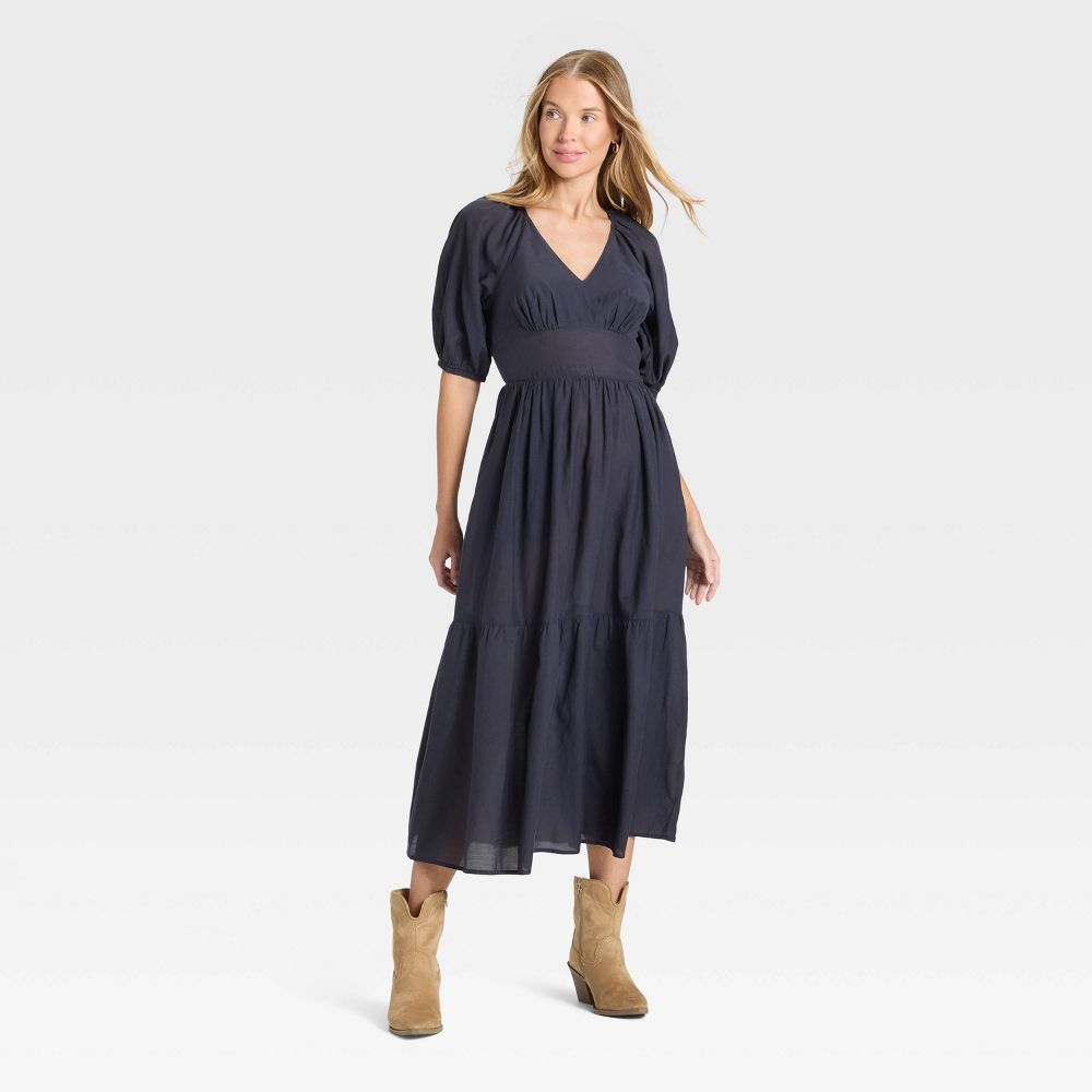 Women's Puff Elbow Sleeve Maxi A-Line Dress - Universal Thread
