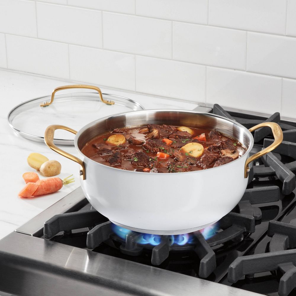 Cuisinart Stainless Steel Multi-Purpose Pan 500F 4.5QT Matte White Dutch Oven