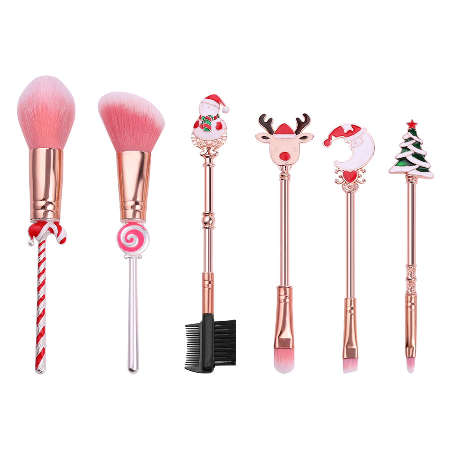 6-Piece Christmas Premium Makeup Brush Set with Storage Pouch