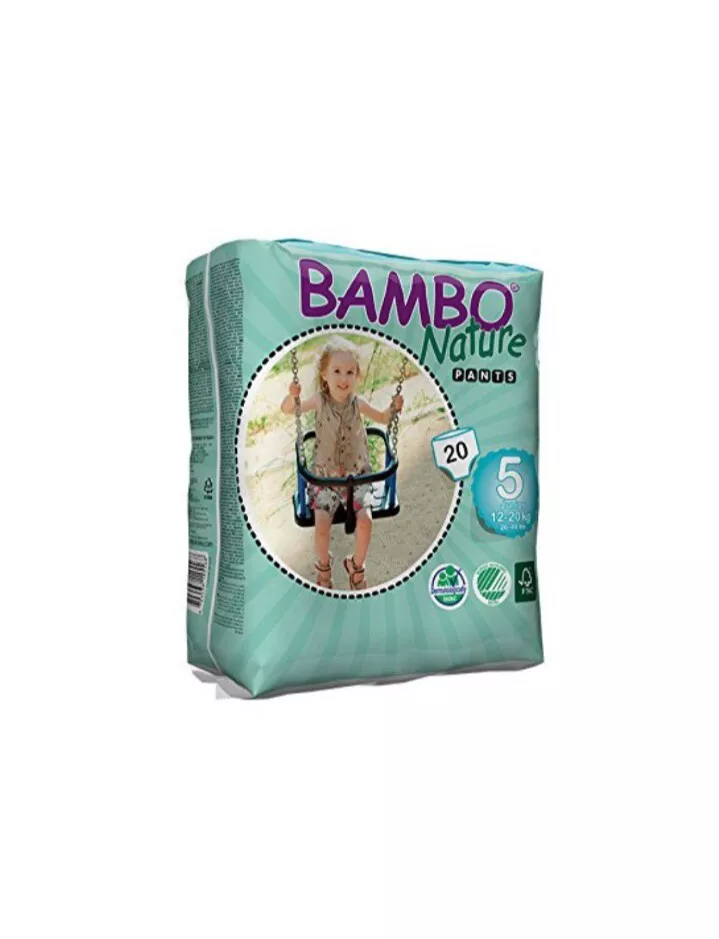 BAMBO NATURE BABY DIAPERS 20 TRAINING PANTS SIZE 5 (26-44 LB) FOR SENSITIVE SKIN - New