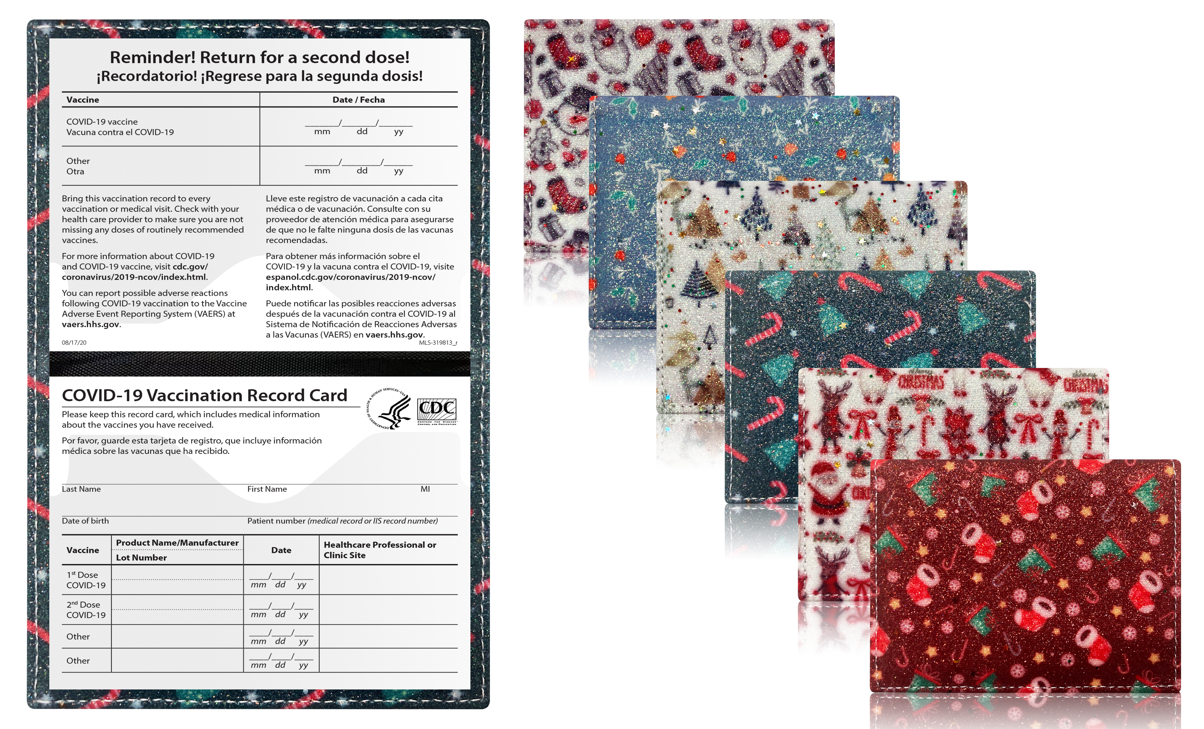 3-Pack: Holiday Themed Vaccination Card Holder