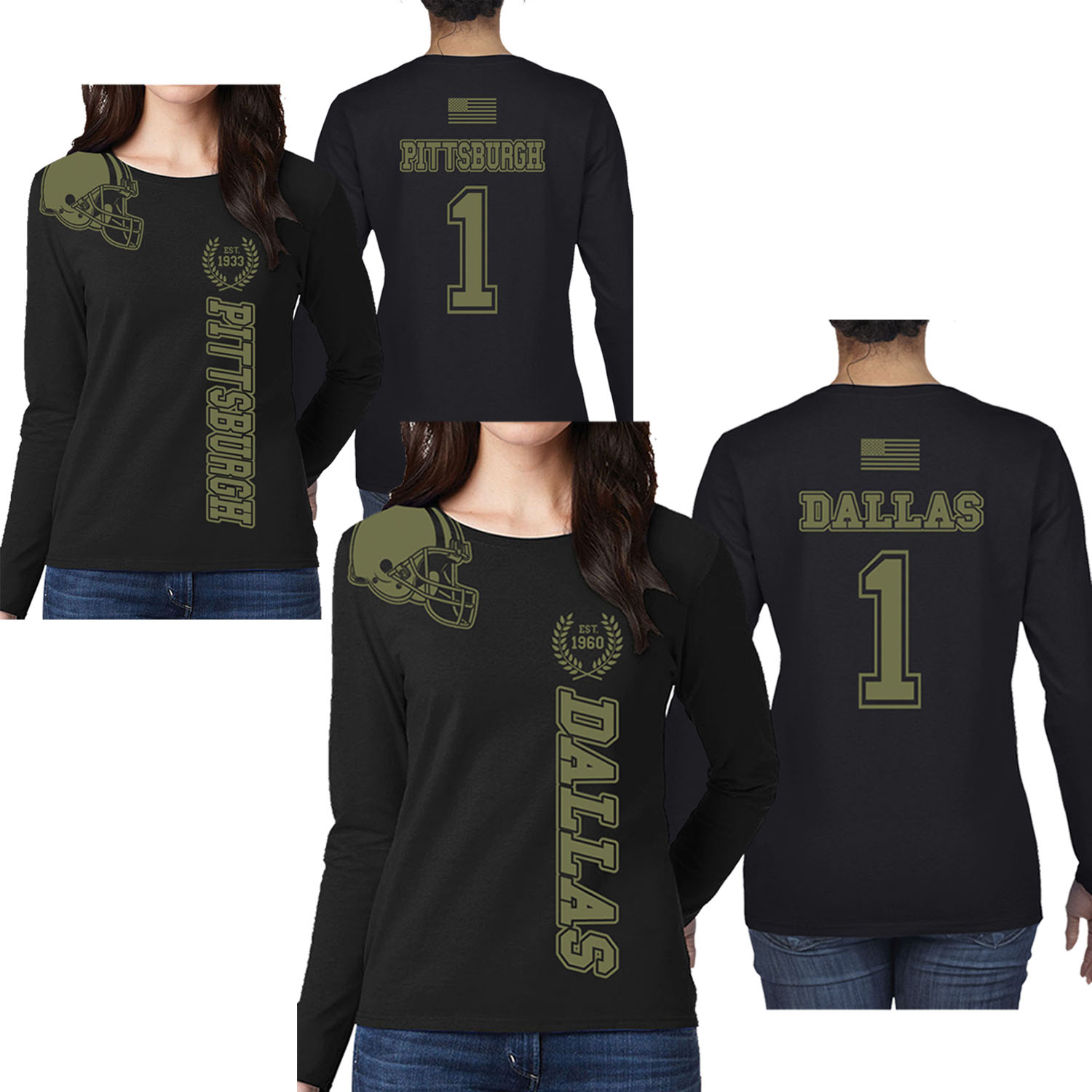 Women's Football Salute Long Sleeve Shirts