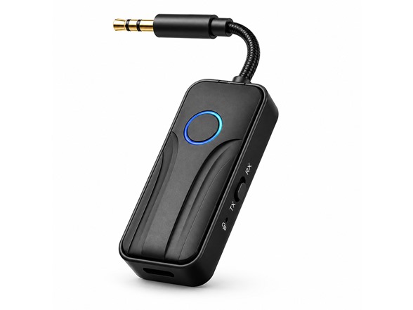 Bluetooth 6.0 Transmitter Receiver - 3.5mm Aux, TX/RX Switch - Black