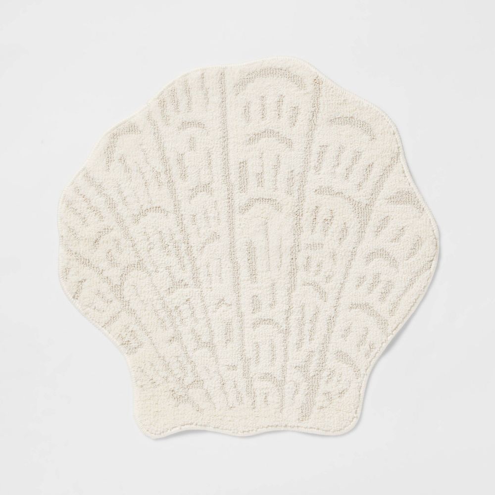 24"x24" Seashell Shaped Coastal Non-Skid Bath Rug - Threshold