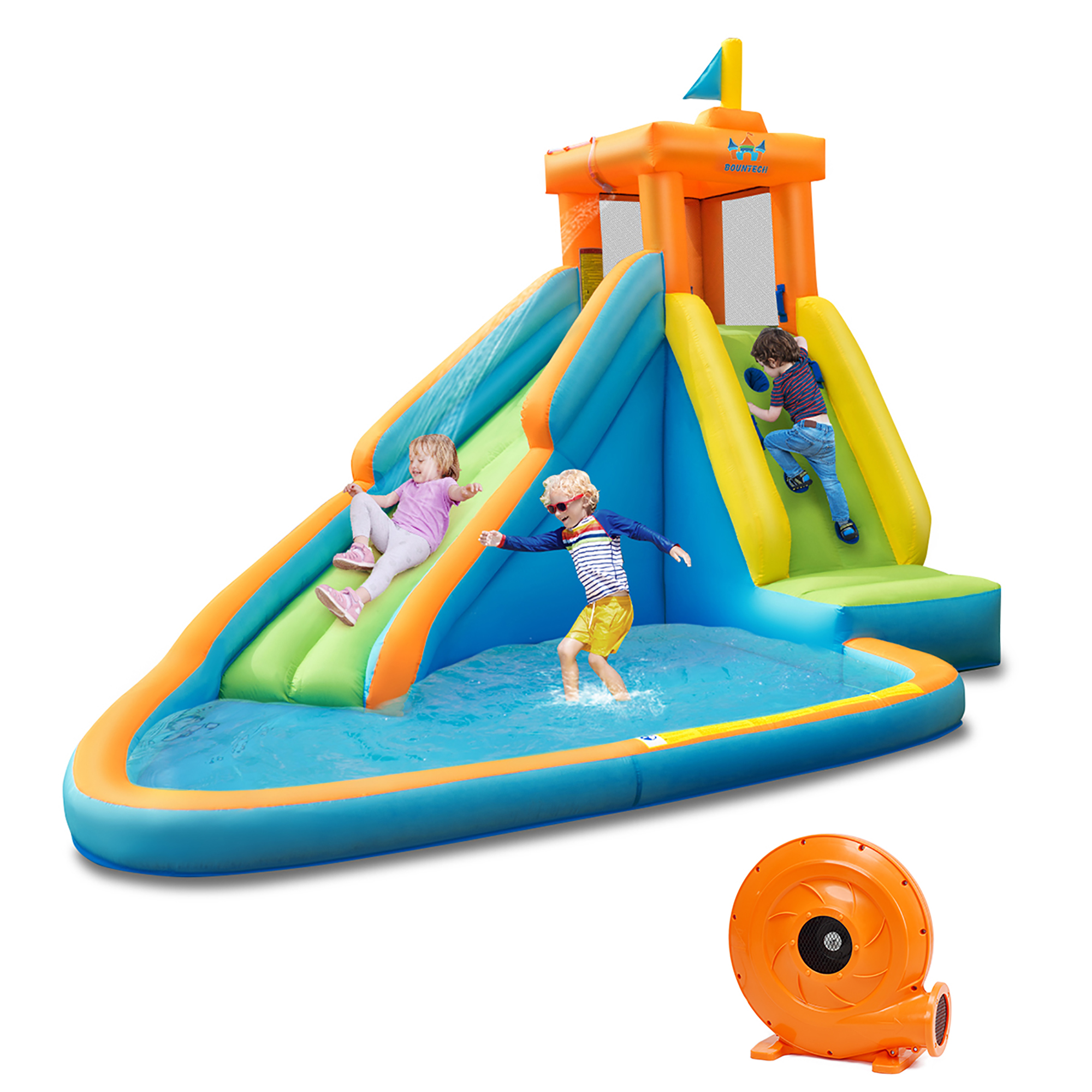 Inflatable Castle Splash Water Pool With 740W Blower