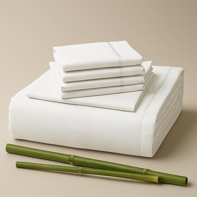 Premium Rayon from Bamboo Blend Sheet Set with Deep Pockets, Cooling and Breathable