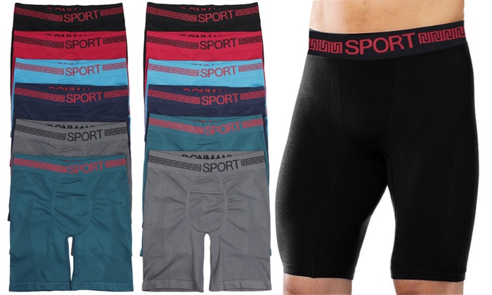6 Pack: ToBeInStyle Sport Men's Long-Leg Seamless Boxer Briefs