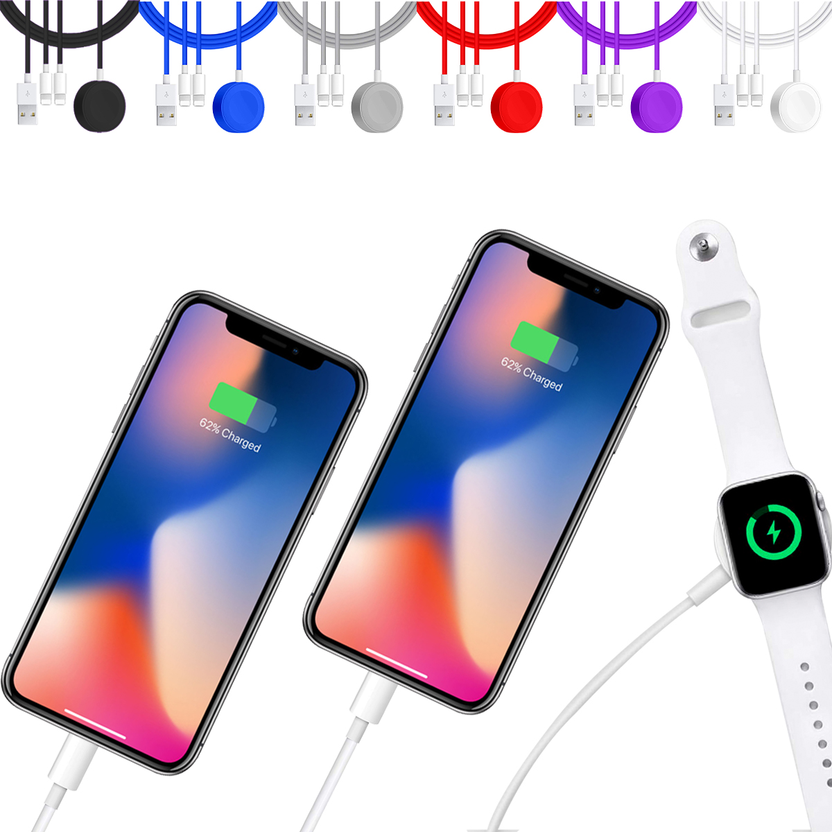 Zummy 2 in 1 Magnetic Charger USB Cable For Watch iWatch & iPhone