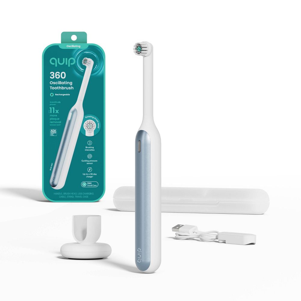 quip 360 Oscillating Rechargeable Electric Toothbrush + Travel Case - White