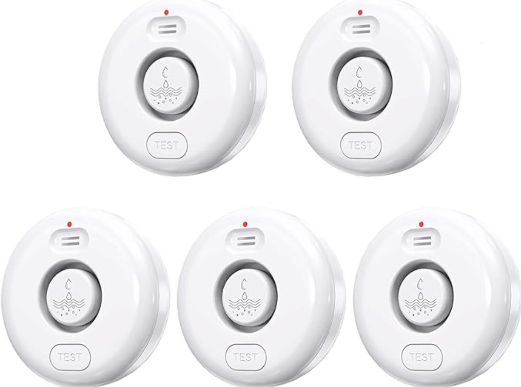 FANSITC Water Leak Detectors 5 Pack 120dB Loud Sensor Wireless - White