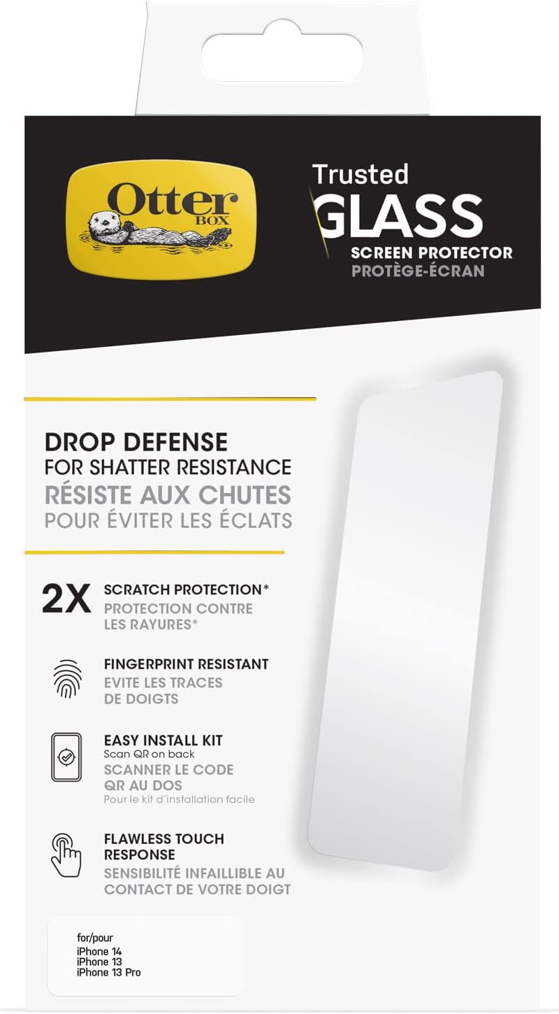 OtterBox Trusted Glass Screen Protector for iPhone 14, iPhone 13 & iPhone 13 Pro,