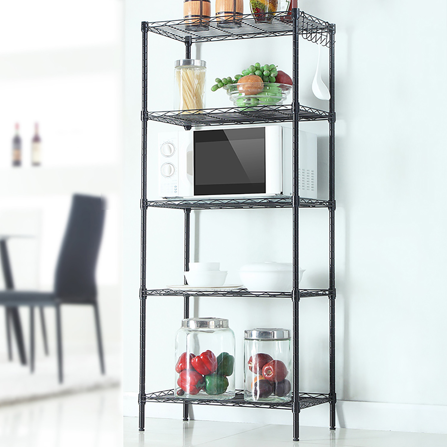 Floor Standing Carbon Steel Storage Rack Black (54 x 29 x 150 cm)