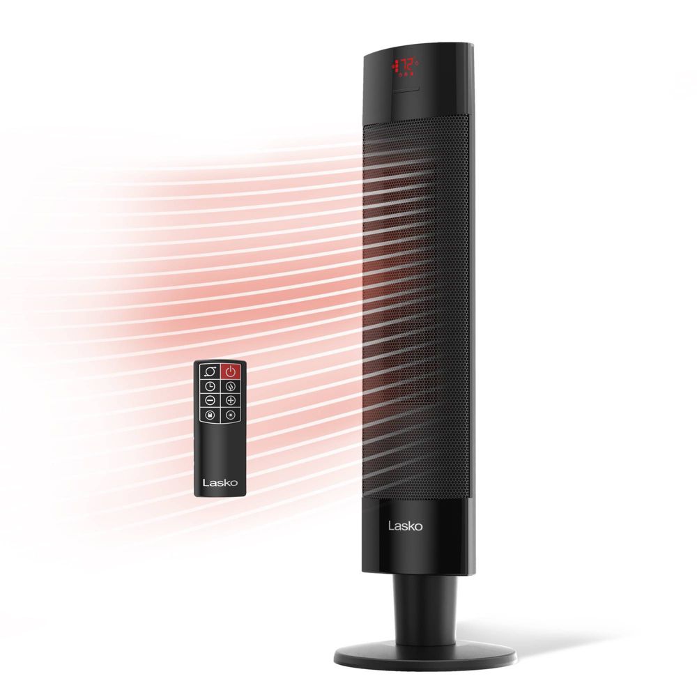 Lasko Ceramic Pedestal Heater with Remote Control: 1500W Adjustable Thermos