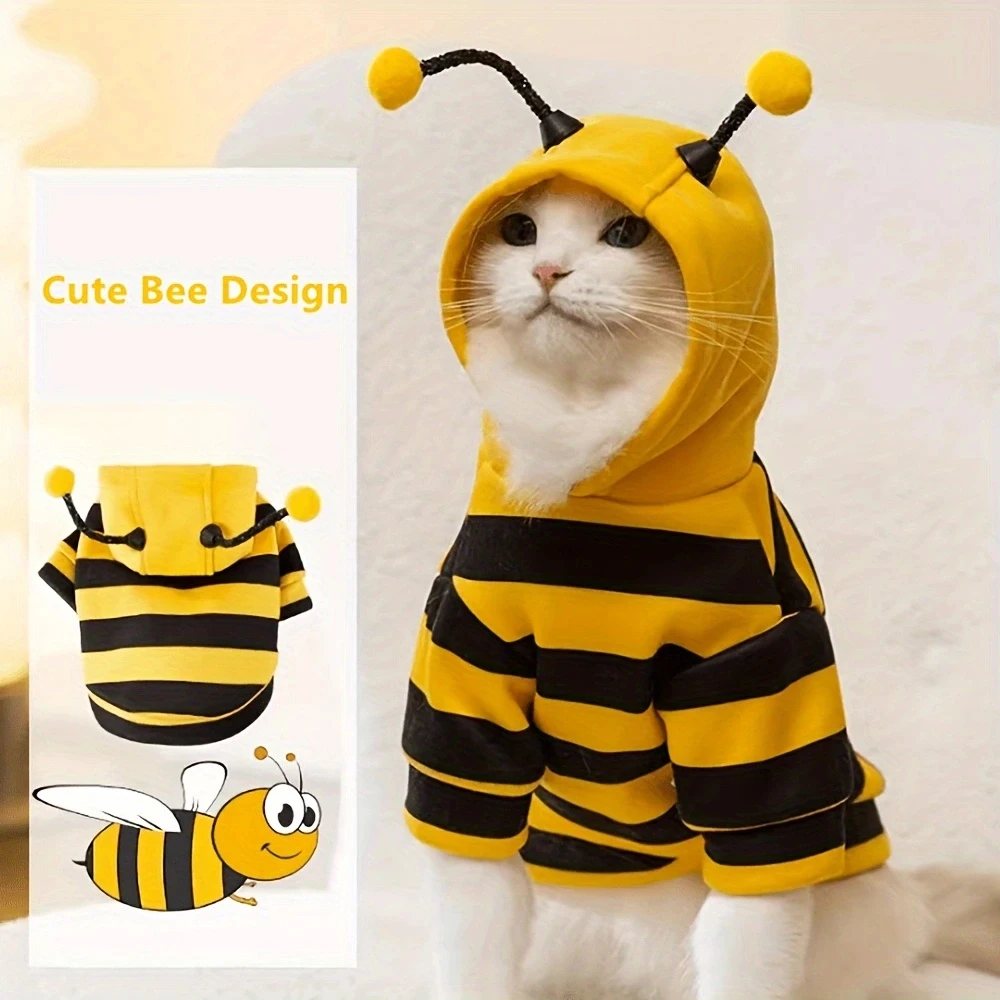 Bee Pet Puppy Coat Apparel Outfit Dog Halloween Hoodies Winter Cat Cosplay Costume Holiday Outfit