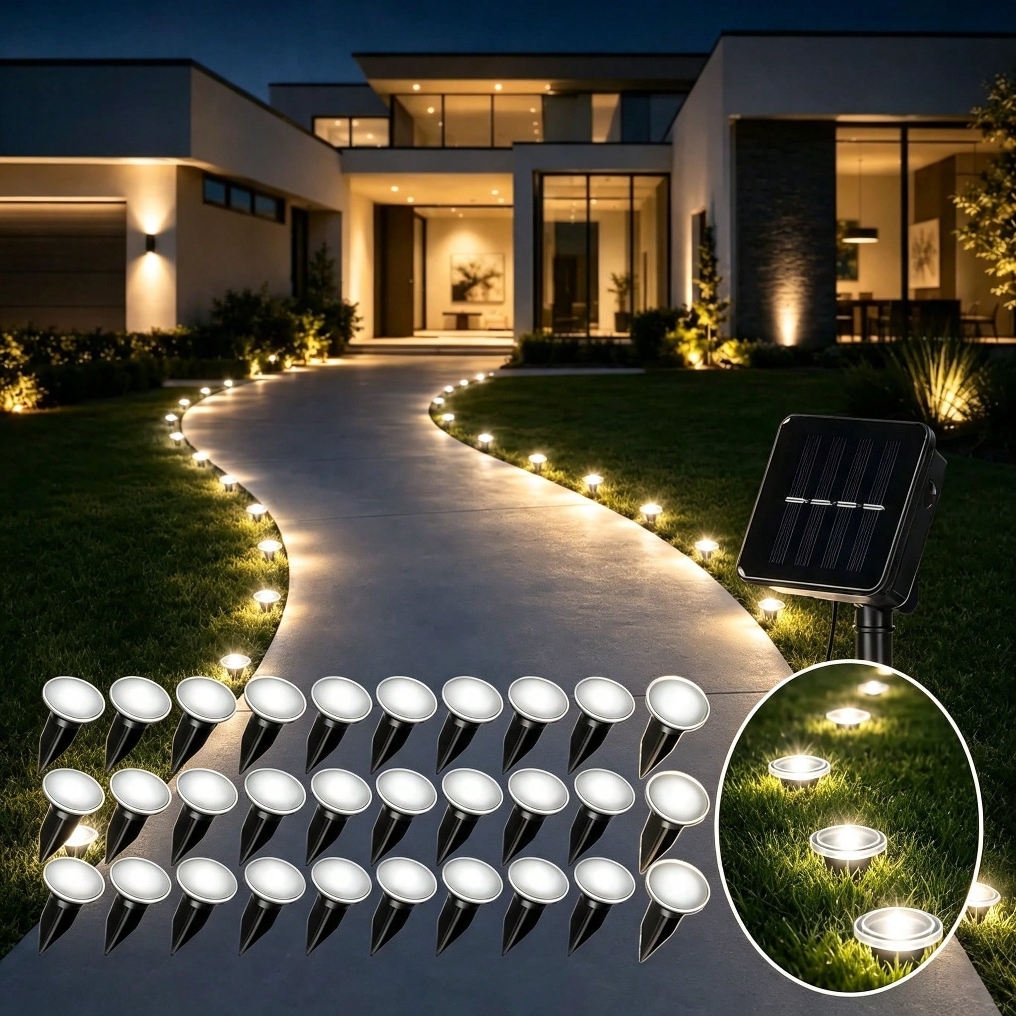 30 Pack Solar Ground Light Waterproof Buried Lamp