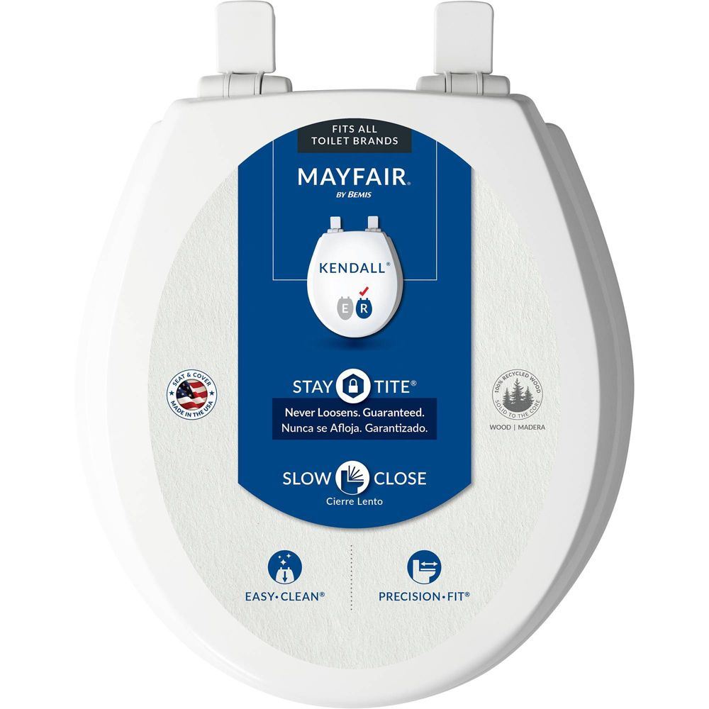 Mayfair by Bemis Round Wood Toilet Seat Whisper-Close Hinge Stay-Tite