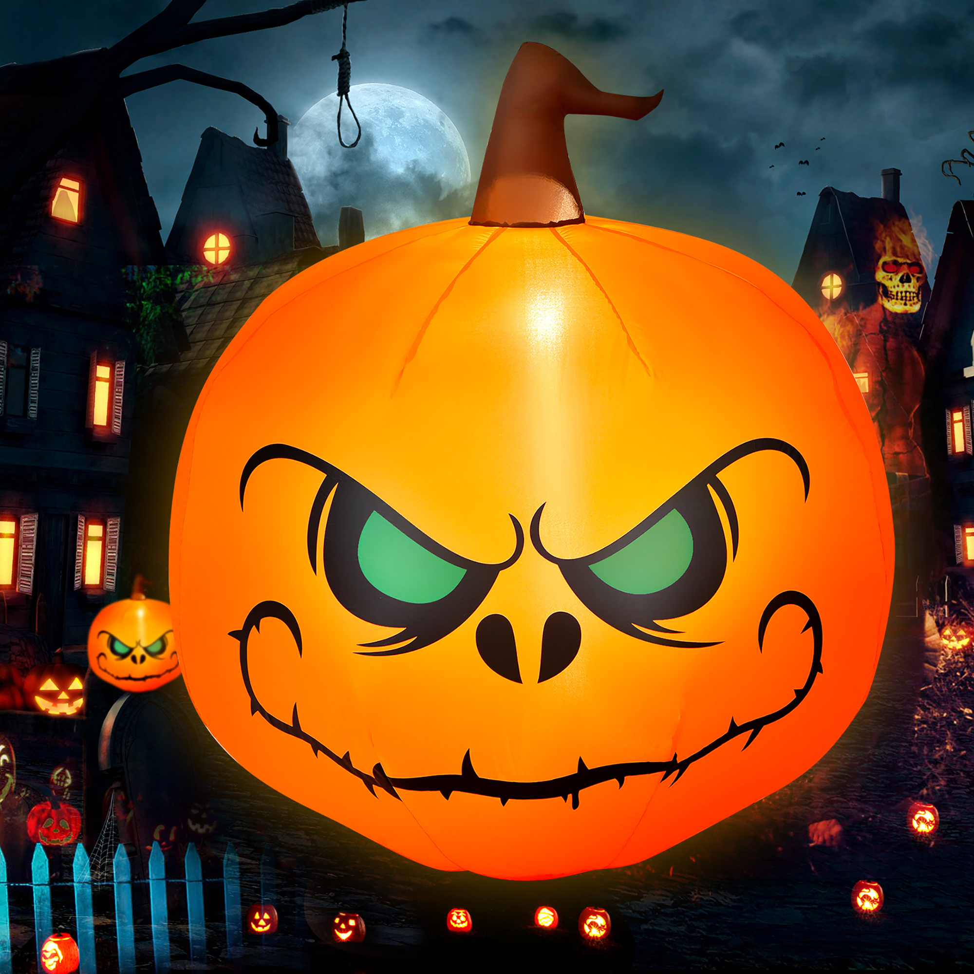 4 FT Halloween Pumpkin Inflatable with Build-in LED Light