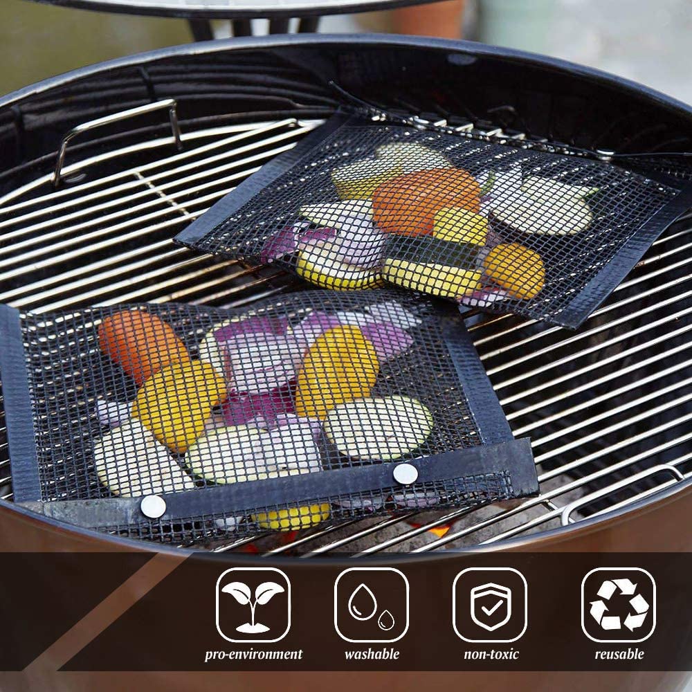 2-Pack BBQ Grill Mesh Bag With 2 Brushes