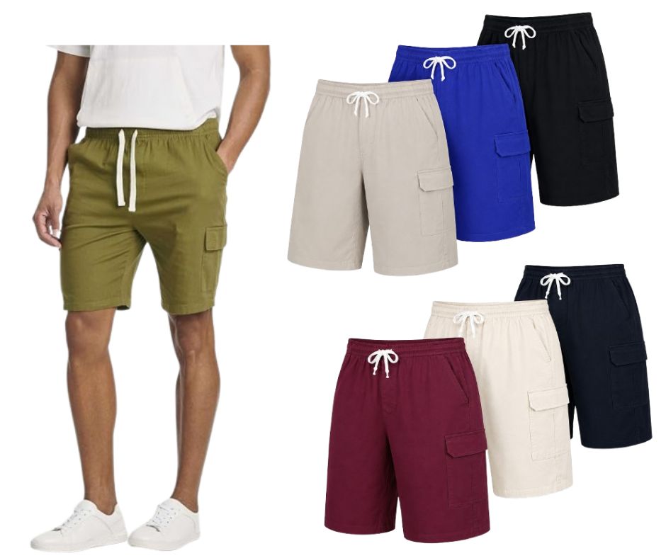 3-Pack Men's Cotton Cargo Shorts With Drawstring (S-3XL)