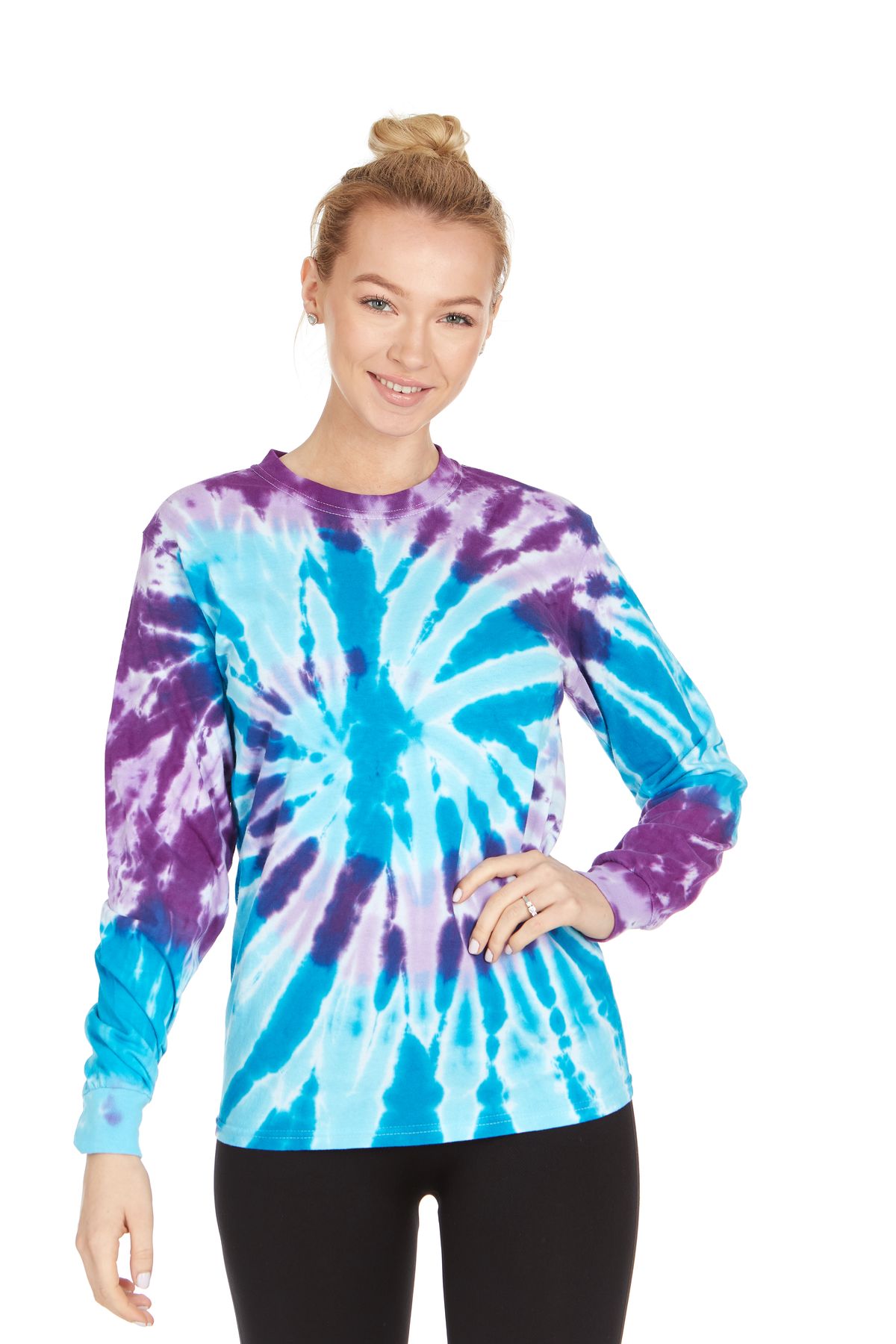 Tie Dye Style Long Sleeve T-Shirt Men Women - Fun, Multi Color Tops