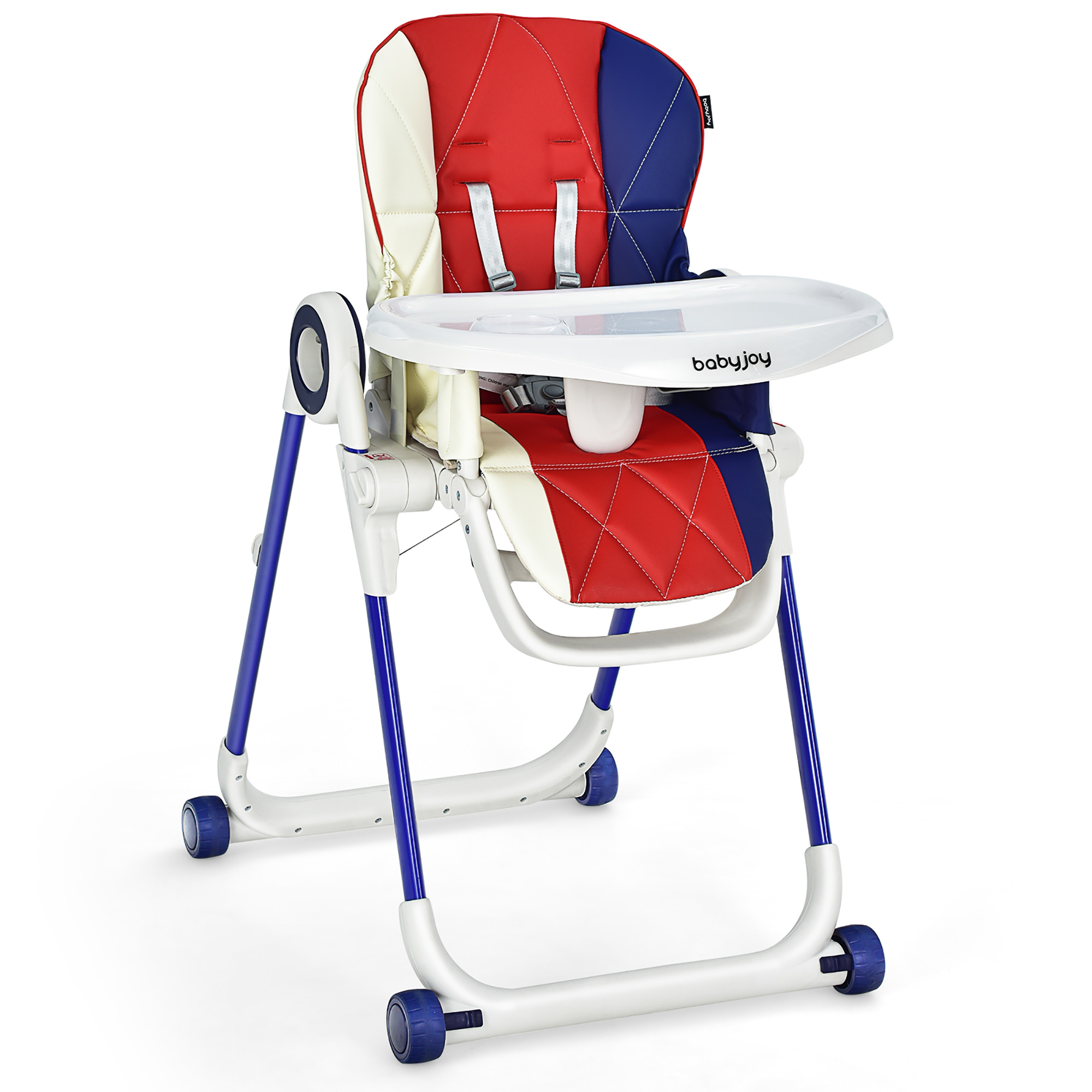 Babyjoy Baby High Chair Foldable Feeding Chair w/ 4 Lockable Wheels Pink\Black\Colorful\Green