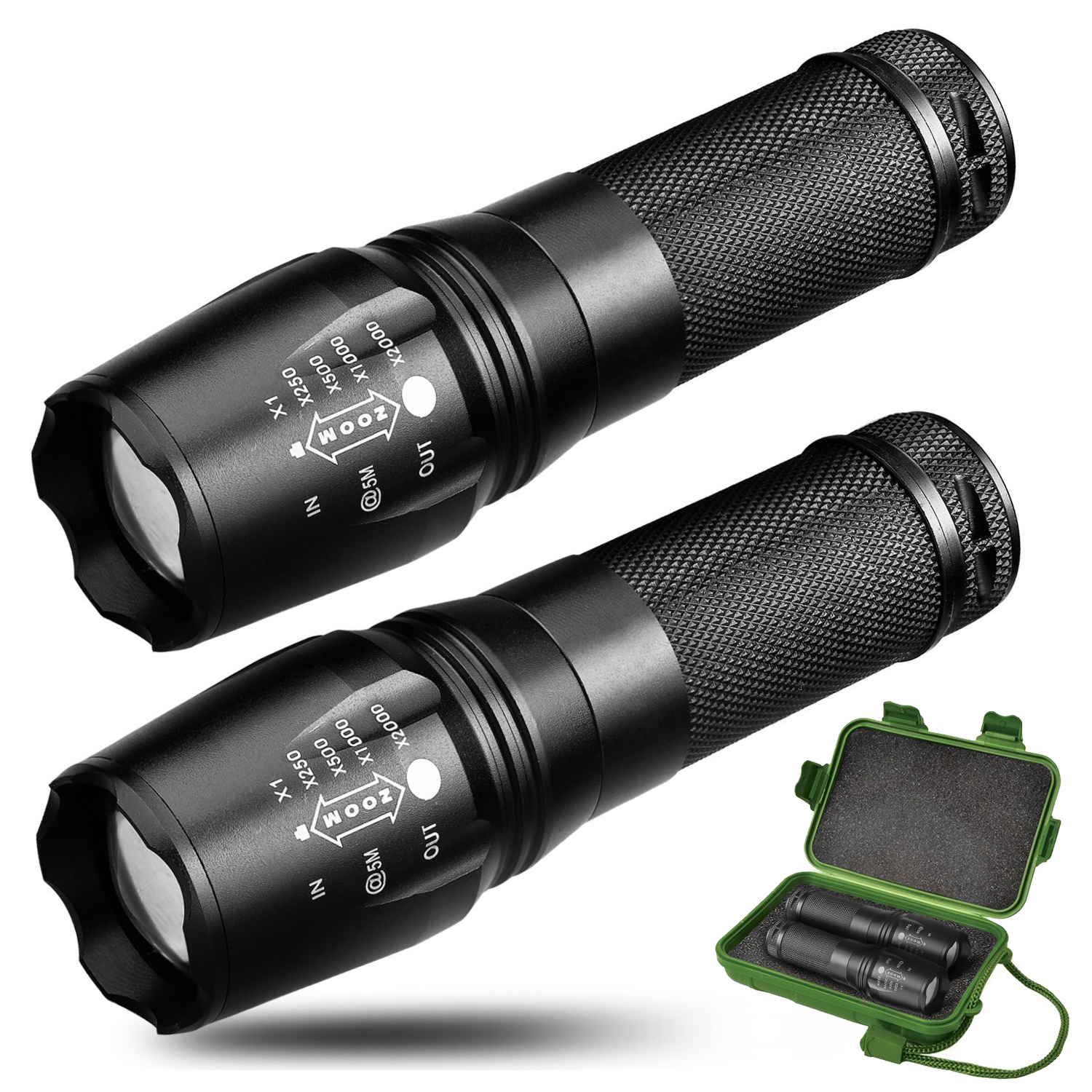 2Pk Army Gear Elite 800 Lumen Tactical Flashlight Set only 12.99
