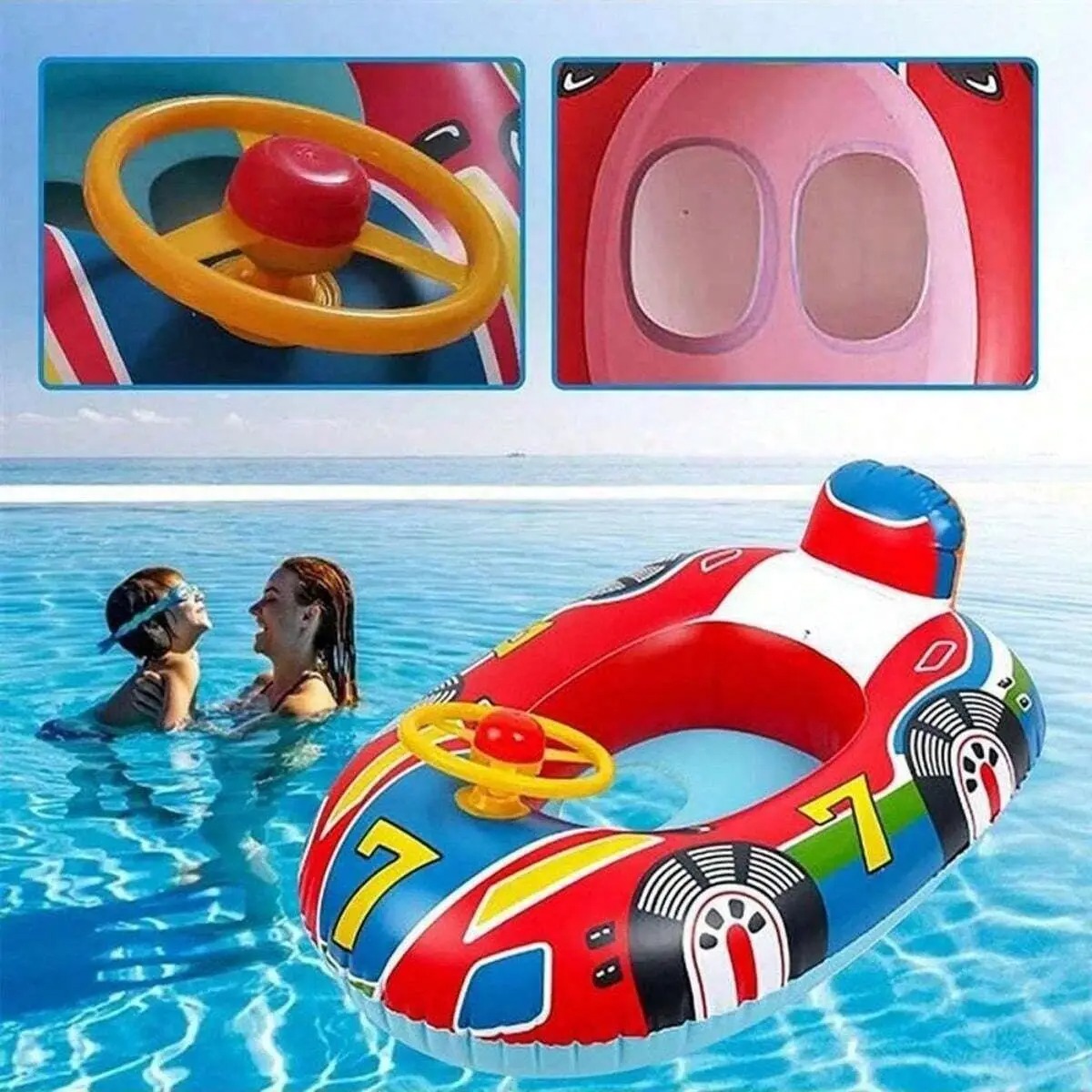Baby Swimming Pool Float for Girls Boys, Cute Car Design Kids