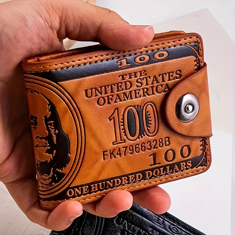 Men US Dollar Bill Wallet Billfold Leather Credit Card Photo Holder
