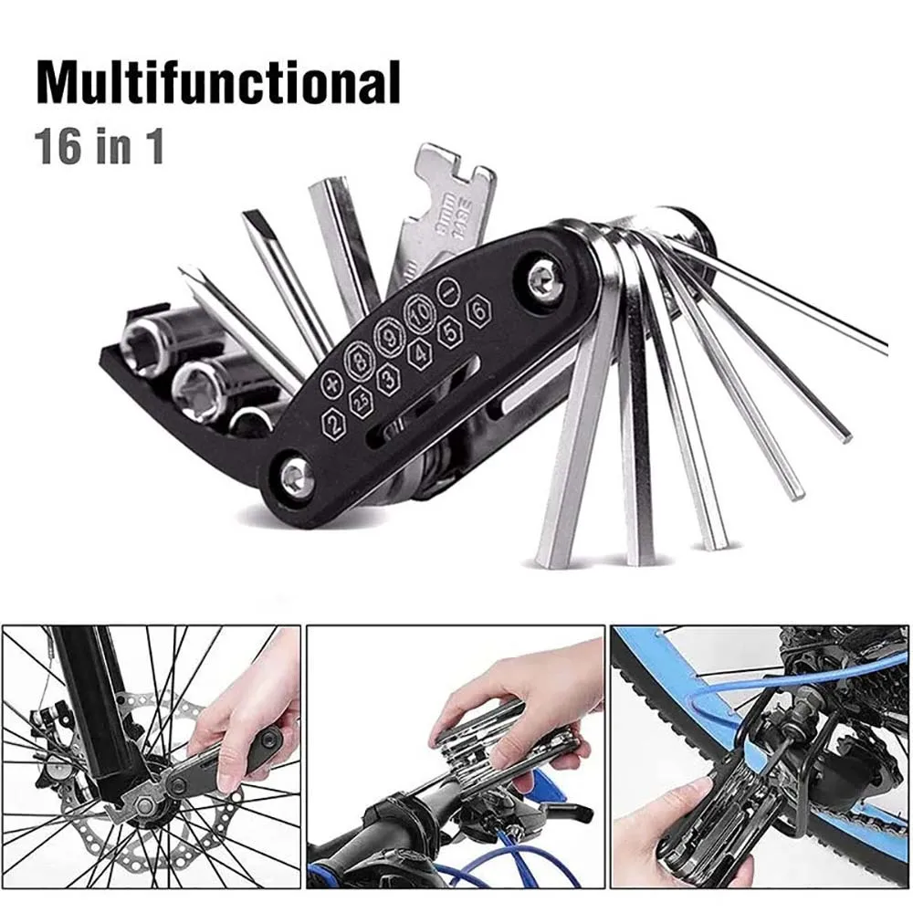 Bike Repair Tool Kit w/ 16 In 1 Multi-Function Tool Set