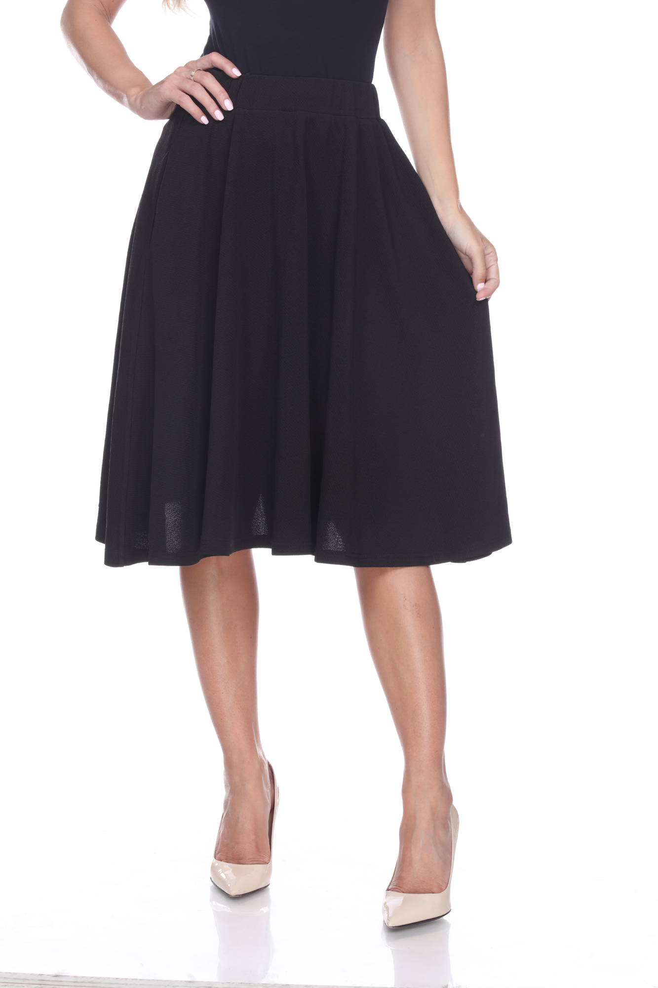 White Mark Women's High Waist Skater Skirt