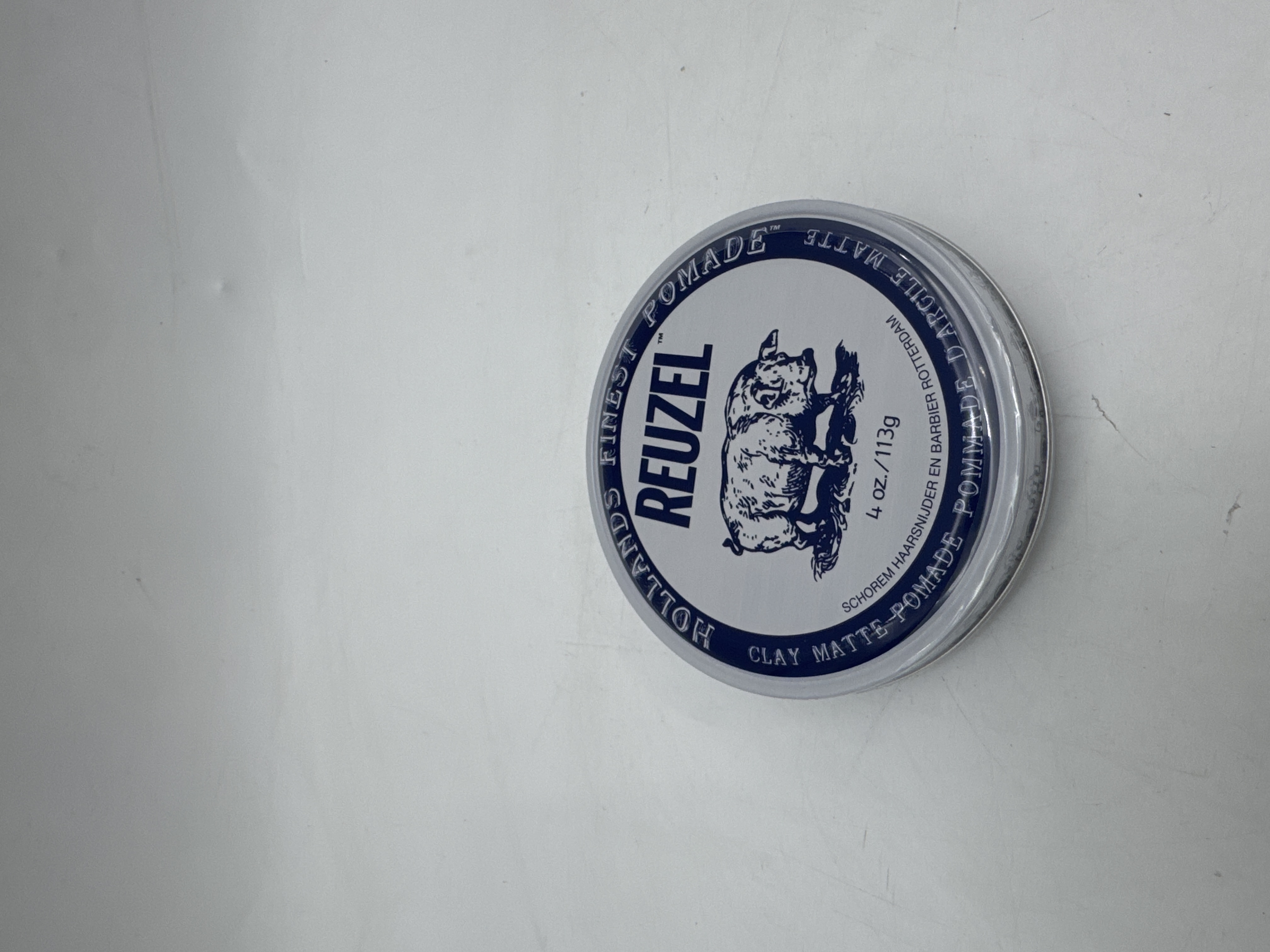 REUZEL CLAY MATTE POMADE MEDIUM HOLD WATER SOLUBLE (4 OZ) - WHITE/BLUE - New