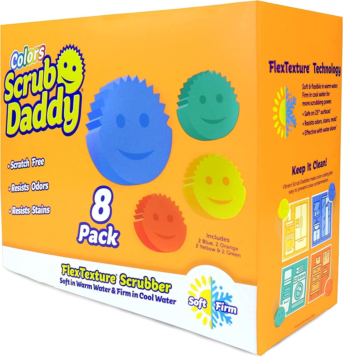 Scrub Daddy Sponges Set - Stain & Odor Resistant Sponge (8 Count)