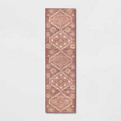 2'x7' Southbury Washable Printed Diamond Persian Style Runner Rug Rust - Th