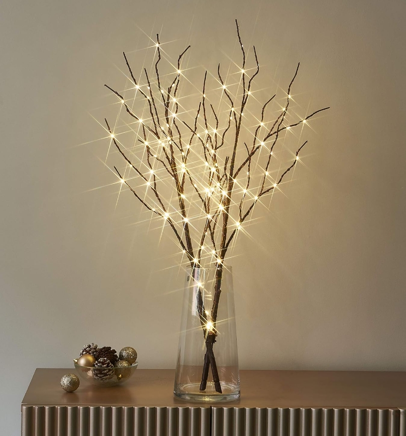 Lighted Brown Willow Branches 30IN 100 LED with Timer Battery Operated